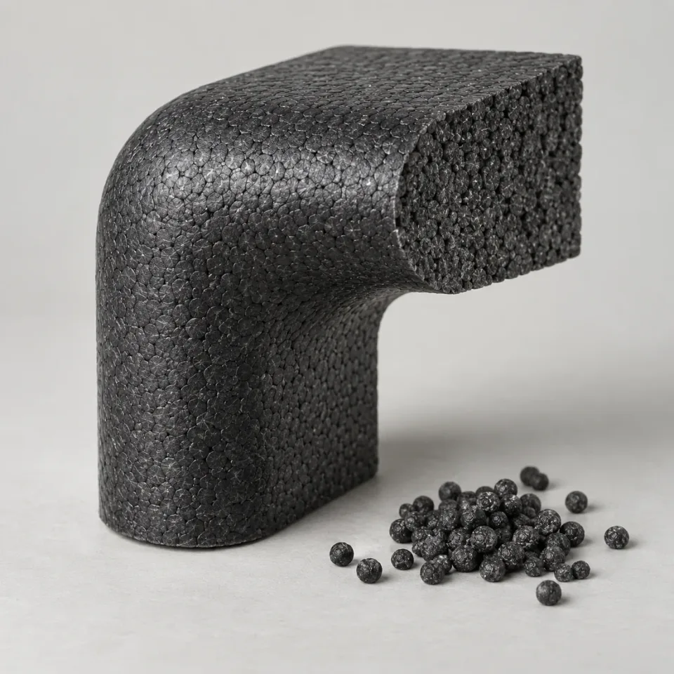 Moulded EPP component with lightweight foam beads