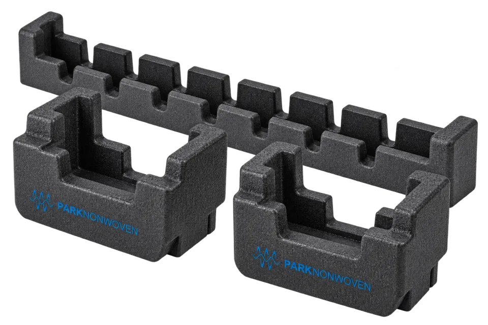 Illustrative battery protective inserts product render with PARK Nonwoven branding