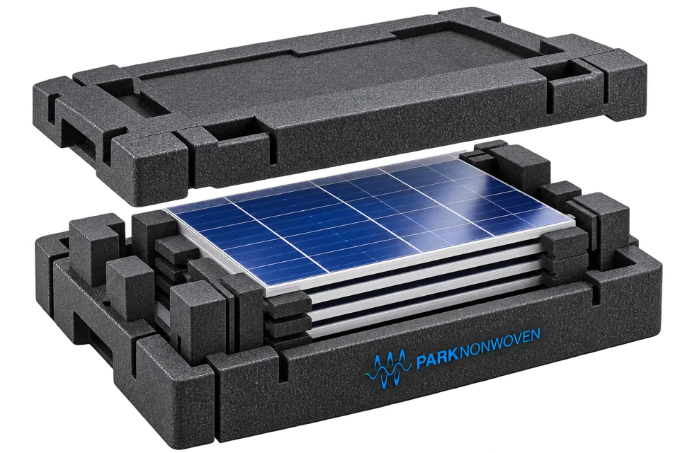Illustrative solar cells packaging product render with PARK Nonwoven branding