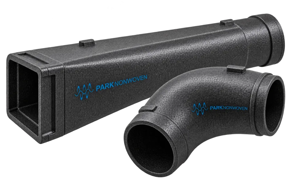 Illustrative moulded air ducts product render with PARK Nonwoven branding