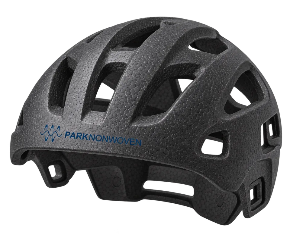 Illustrative sports helmet foam liners product render with PARK Nonwoven branding