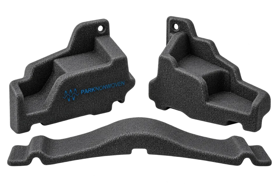 Illustrative vehicle acoustic inserts product render with PARK Nonwoven branding